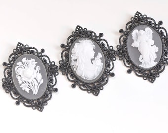 Gorgeous 1 pc Clear  Resin Angel Flower Oval Cameo Cabochon 30x40mm