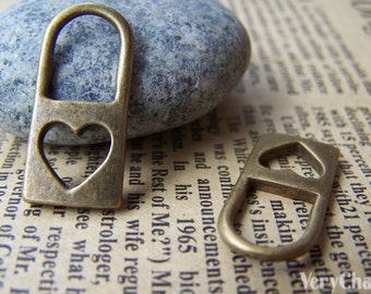 Heart Lock Charms Antique Bronze Padlock Pendants Supplies Size 12x25mm 1 Inch