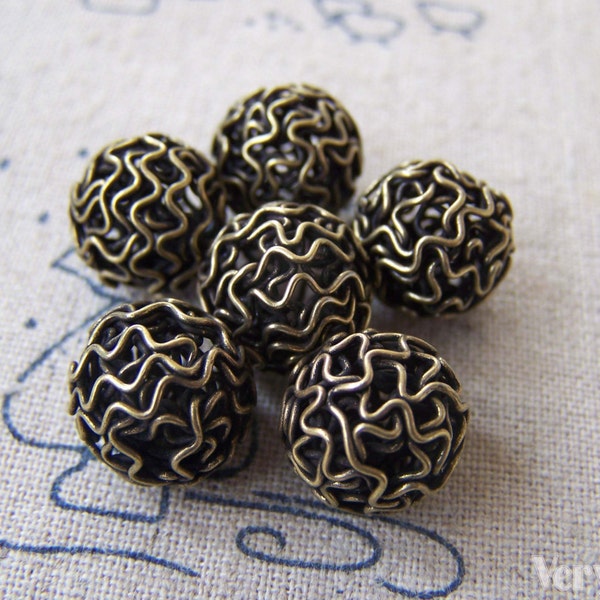 10 pcs of Antique Bronze Iron Round Wire Knots Beads 10mm/14mm/16mm/18mm
