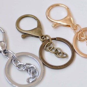 10 pcs Keychain Key Ring With Large Lobster Clasps Extension Chain Antique Bronze/Light Gold/Rhodium image 7