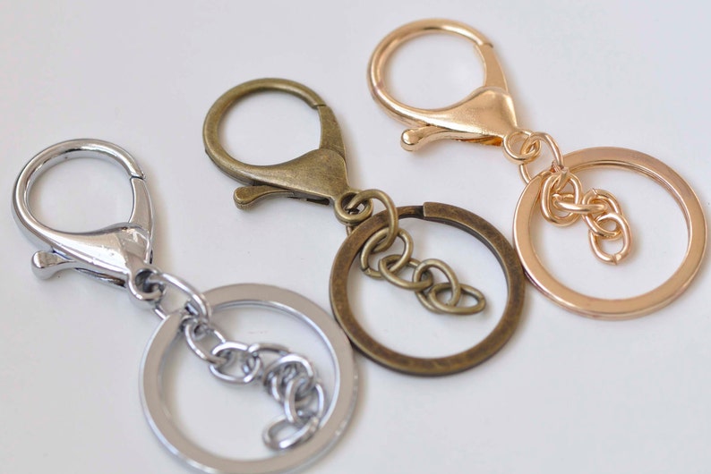 10 pcs Keychain Key Ring With Large Lobster Clasps Extension Chain Antique Bronze/Light Gold/Rhodium image 7