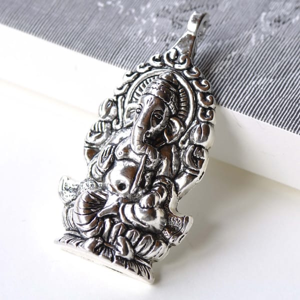 Antique Silver Thai Elephant Pendants Charms 32x62mm Set of 5 A8102