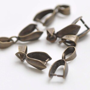 50pcs Silver Plated Copper Pendant Pinch Bails – Connector Clasps For Jewelry Making, 14x5mm