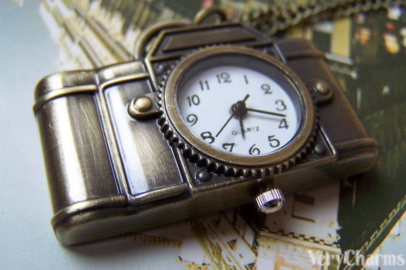 Camera Pocket Watch Antique Bronze Finish 30x43mm Set of 1 Etsy