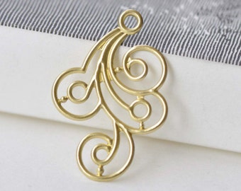 Raw Brass Filigree Floral Embellishments Stamping 21x31mm Set of 20 A8532