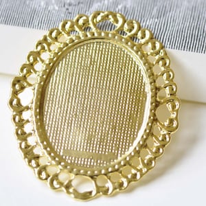 6 pcs Gold Pendant Tray Base Settings Blank Bezel Match 30x40mm Cabochon A8507