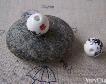 20 pcs Bamboo Chinese Ceramic Porcelain Beads 12mm A5318