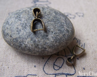 10 pcs Antique Bronze Brass Pinch Bail Snap Bails Clasps 18KGP  8x16mm A2839