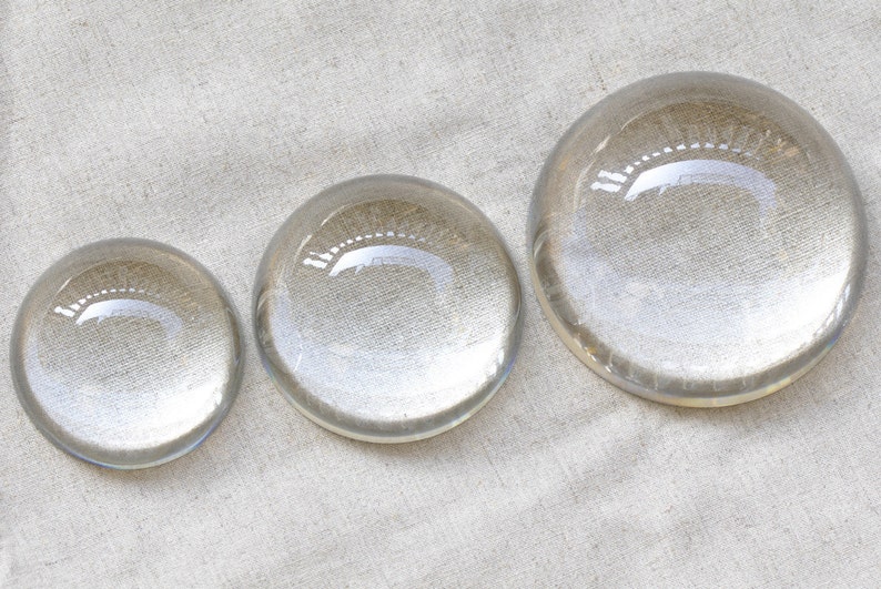 Cabochon rond demi-sphère grossissant en verre de cristal 8 mm/10 mm/12 mm/16 mm/18 mm/20 mm/25 mm/30 mm/40 mm/50 mm/60 mm/70 mm/78/90/100/120/150 mm image 7
