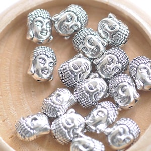 20 Stück Antik Silber Buddha Kopf Perlen Charms 9x11mm