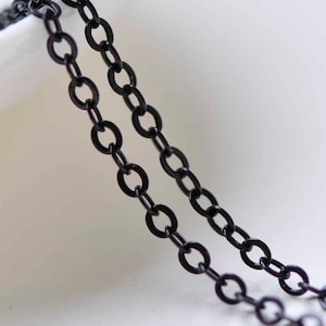 16ft (5m) E Coating Black Brass Flat Oval Cable Chain Soldered Links 2x3mm A9008