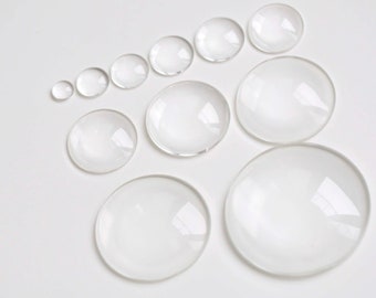 30mm (1 3/16) Round Glass Cabochons - Clear Magnifying Dome Cabs - 1 3/16  inch