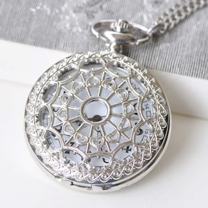 1 PC Platinum Filigree Pocket Watch Pendant Size 47mm A8791