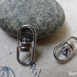 20 pcs Chrome Color Swivel Key Ring Connector Clasps Double Loops 8x19mm A6115