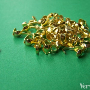 200 pcs of Gold Tone Fold Over Clamshell Clasps Bead Tips 3x9mm A2402
