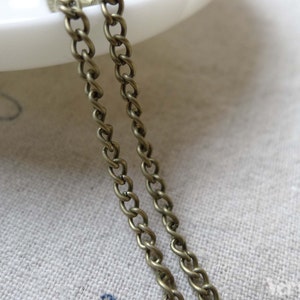 16ft (5m) de antique bronze steel curb chain unsoldered links size 2.5mm A6654