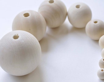 Round Unfinished Wood Beads 4mm/6mm/8mm/10mm/12mm/14mm/16mm/18mm/20mm/22mm/25mm/30mm/35mm/40mm/45mm/50mm