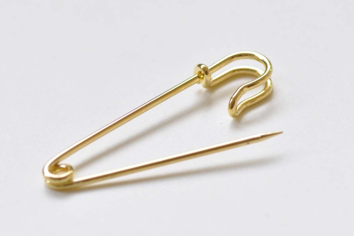 Plain Gold Safety Pins Kilt Pins Broochs 11x50mm Set of 10 Etsy