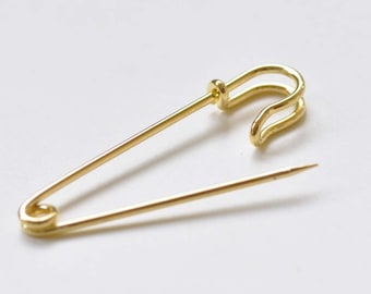 Plain Gold Safety Pins Kilt Pins Broochs 11x50mm Set of 10 A8523