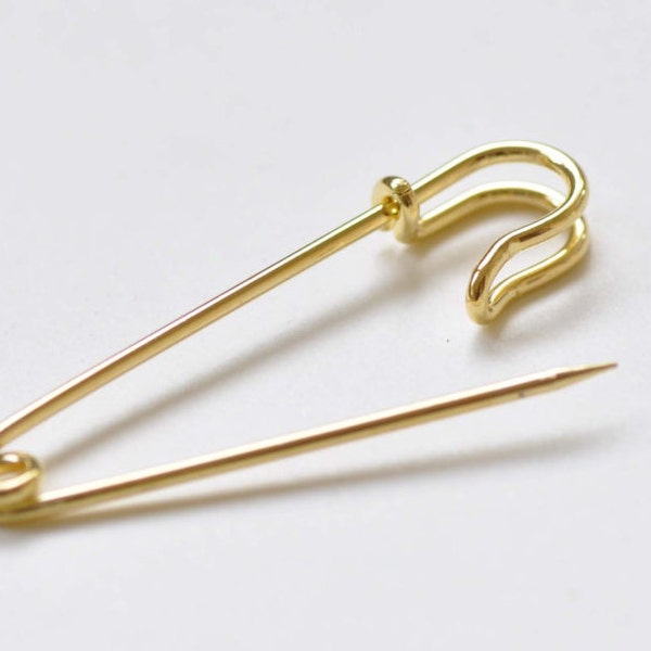 Plain Gold Safety Pins Kilt Pins Broochs 11x50mm Set of 10 A8523