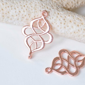 Rose Gold Celtic Knot Connector Charms 18x27mm Set of 10 A2683