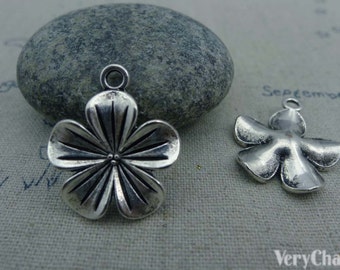 10 stuks van antiek zilver mooie bloem Charms 19x19mm A1009