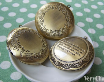 1 pc of Antique Bronze Huge Round Photo Lockets 45mm A3636