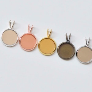 V Shape Loops Pendant Tray Base Settings Antique Bronze/Platinum/Silver/Gold/Rose Gold Match 10mm-20mm Cabochon Set of 10