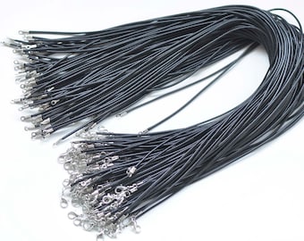 Black Wax Cord Necklaces With lobser Clasp 1mm/1.5mm