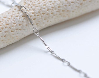 6.6 ft (2m) Fancy Bar Chain Platinum Brass Diamond Link A235