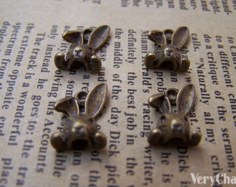 Rabbit Head Charms Antique Bronze Pendants  9x13mm Set of 30 pcs A3006