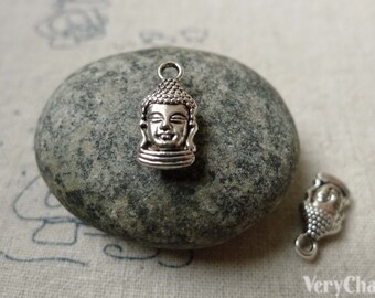 SALE 20 pcs of Antique Silver 3D Buddha Head Charms  Double Sided 8x16mm  A6433