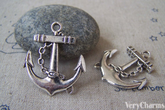 10/20/30 Pcs Antique Silver Anchor Charms Nautical Pendant Ocean Jewelry 25x20mm
