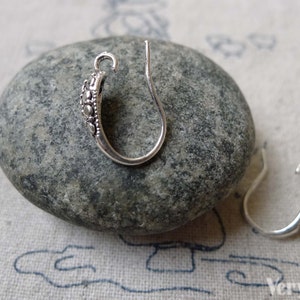Ohrhaken Antik Silber strukturierte Fishhook Französisch Haken 15mm Set von 10 Stück A6599