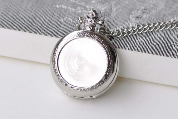 1 PC Platinum Blank Bezel Pocket Watch Necklace Match 1 inch (25mm) Cabochon A8639