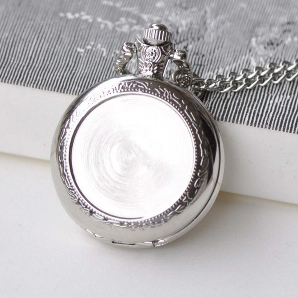 1 PC Platinum Blank Bezel Pocket Watch Necklace Match 1 inch (25mm) Cabochon A8639