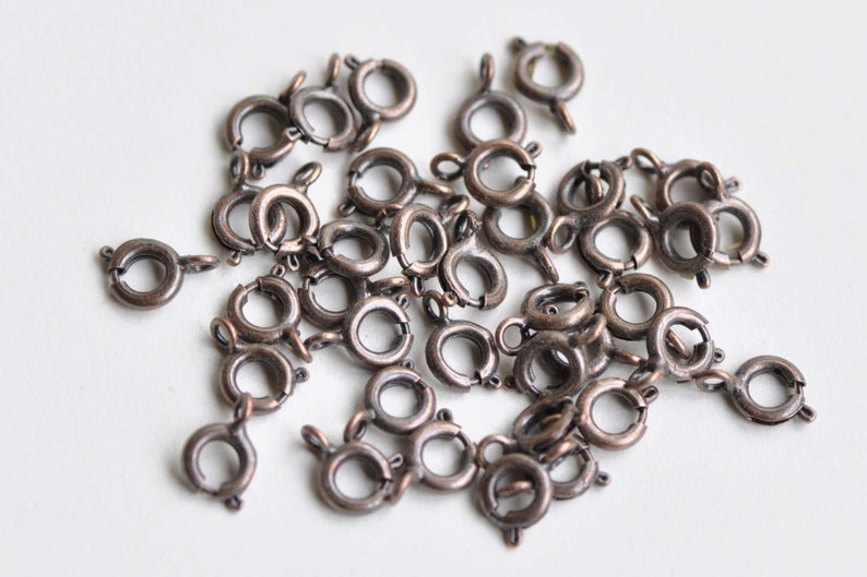 Antique Copper Brass Spring Ring Clasps 6mm Set 50 A8270 Etsy