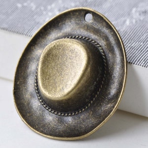 6 Stück Antike Bronze/Silber Cowboy Hut Charms Anhänger 36x43mm