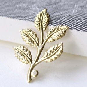 Raw Brass Tree Leaf Stamping Charms  33x50mm Set of 10 A8107