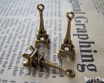 Antique Gold 3D Eiffel Tower Charms Pendants 8x23mm Set of 20 A1664