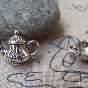 20 pcs of Antique Silver Half Teapot Charms 14x19mm A1285