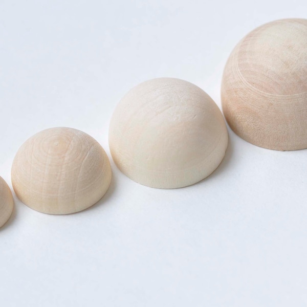 Unfinished Solid Wood Half Ball Dome Hemisphere Résultats 15mm/20mm/25mm/30mm/35mm/40mm/50mm