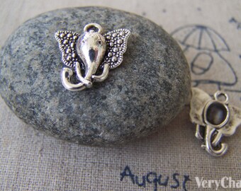 20 pcs Antique Silver Ivory Elephant Charms 15x16mm A595