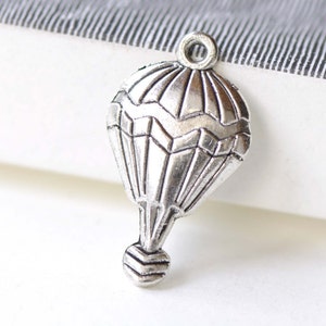 Antique Silver Hot Air Balloon Charms 16x30mm Set of 10 A8188
