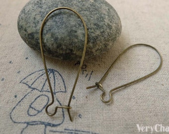 Kidney Earwire Antique Bronze French Earwire  38mm Set of 50  A6253