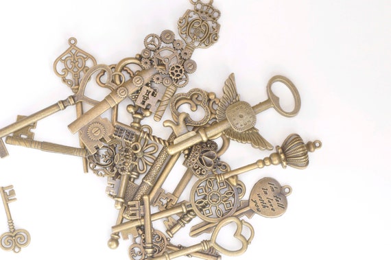 40 Pcs Ciondolo Chiave, Chiavi Vintage, Chiavi Antiche Vintage - Foto 10