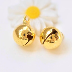 50 pcs Gold Color Brass Bells Jingle Bells Charms  10mm A5501