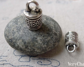 10 Stück Antik Silber strukturierte Blume Quaste Caps Schnur Endet 10x16mm A6833