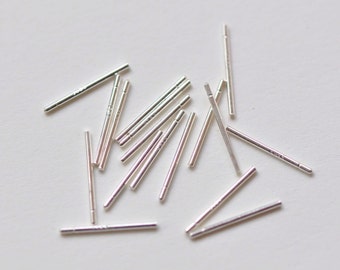 20 pcs (10 Pairs) Hypoallergenic Polished 925 Sterling Silver Earring Rod Sticks for Soldering