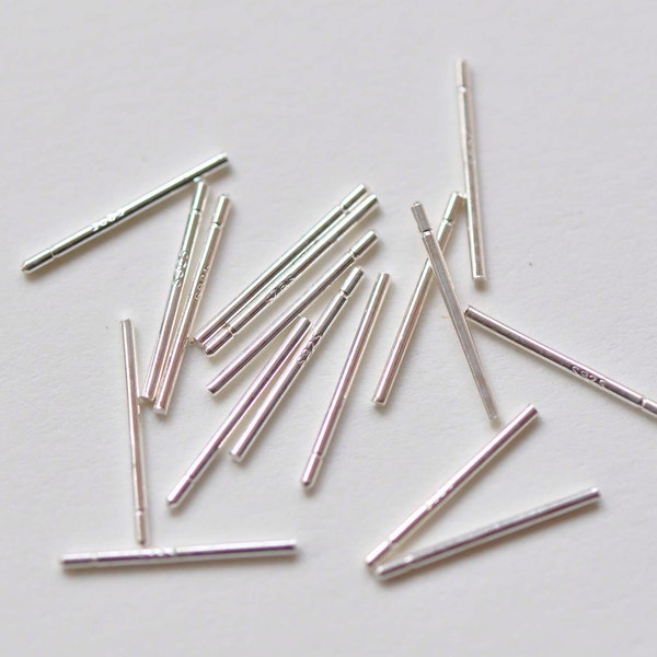 20 pcs (10 Pairs) Hypoallergenic Polished 925 Sterling Silver Earring Rod Sticks for Soldering